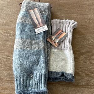 Lemon Knit Leg Warmers in Blue and Gray